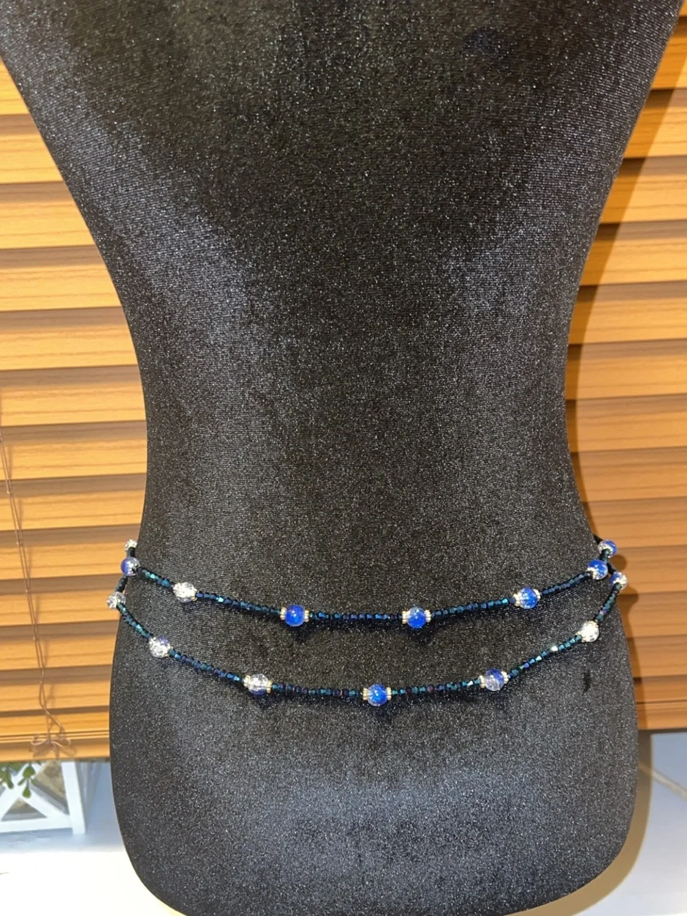 Handmade Beaded Waist Chain – Adjustable blue   Boho Belly Jewelry